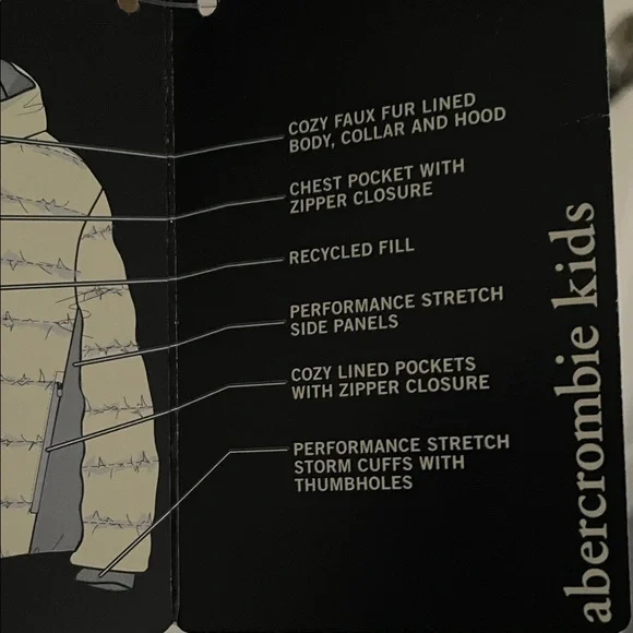 a&f performance puffer Navy jacket kids - Picture 5 of 5